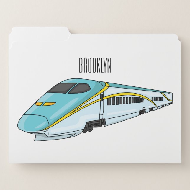 High speed bullet train cartoon illustration file folder (Front Left)