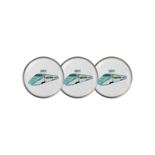 High speed bullet train cartoon illustration  golf ball marker