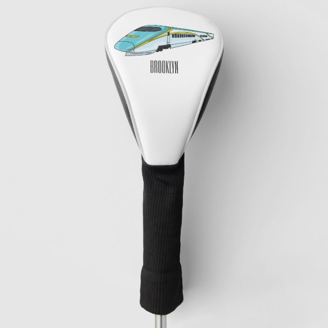 High speed bullet train cartoon illustration golf head cover (Front)