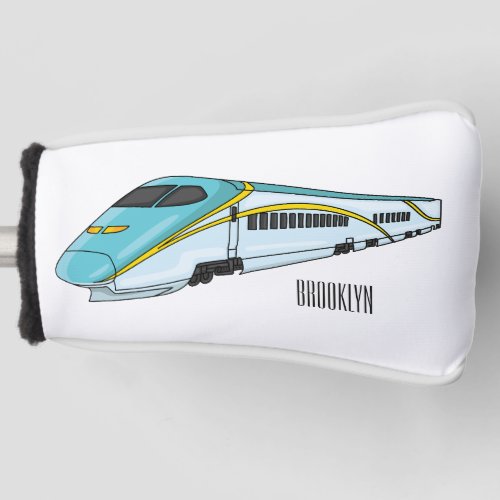 High speed bullet train cartoon illustration golf head cover