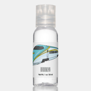 High speed bullet train cartoon illustration  hand sanitizer