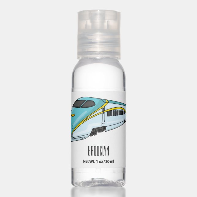 High speed bullet train cartoon illustration  hand sanitizer (Front)