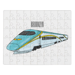 High speed bullet train cartoon illustration jigsaw puzzle