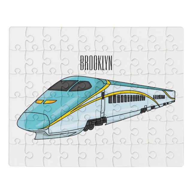 High speed bullet train cartoon illustration jigsaw puzzle (Puzzle Horizontal)