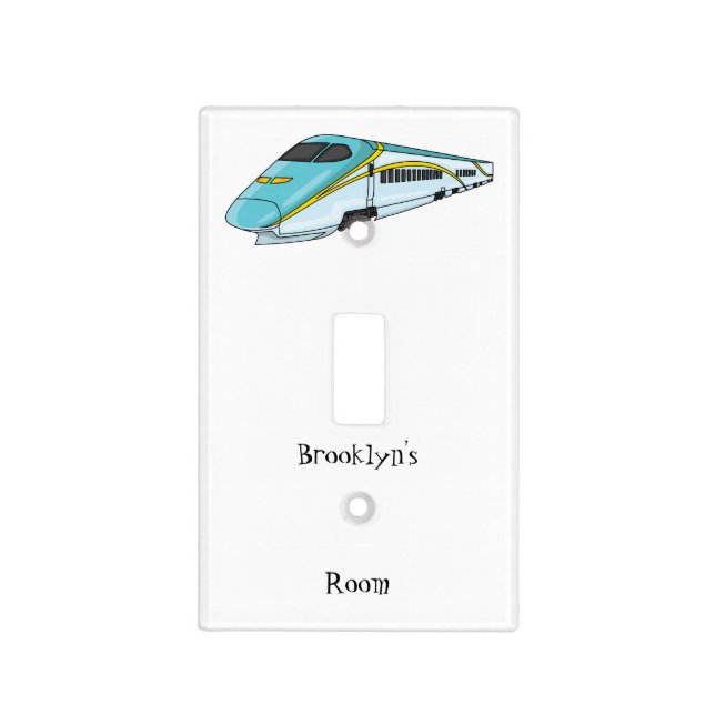 High speed bullet train cartoon illustration light switch cover (Front)