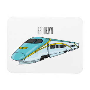 High speed bullet train cartoon illustration magnet