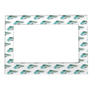 High speed bullet train cartoon illustration  magnetic frame