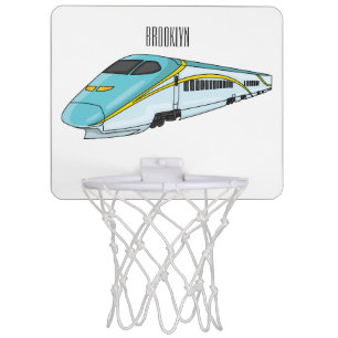 High speed bullet train cartoon illustration mini basketball hoop