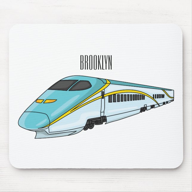 High speed bullet train cartoon illustration mouse pad (Front)
