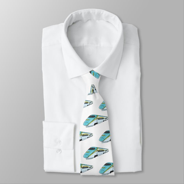 High speed bullet train cartoon illustration  neck tie (Tied)