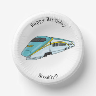 High speed bullet train cartoon illustration paper bowls