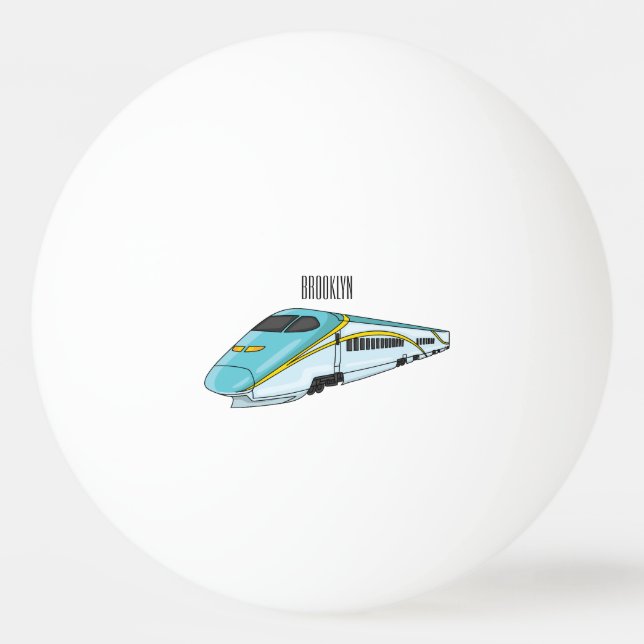 High speed bullet train cartoon illustration ping pong ball (Front)