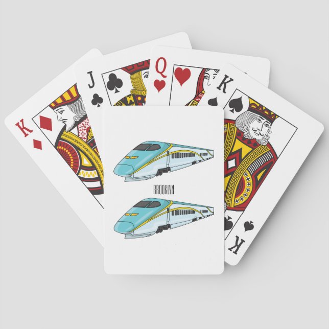 High speed bullet train cartoon illustration poker cards (Back)