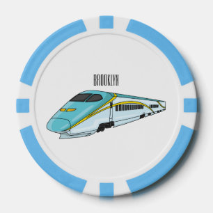 High speed bullet train cartoon illustration poker chips
