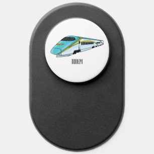 High speed bullet train cartoon illustration PopSocket