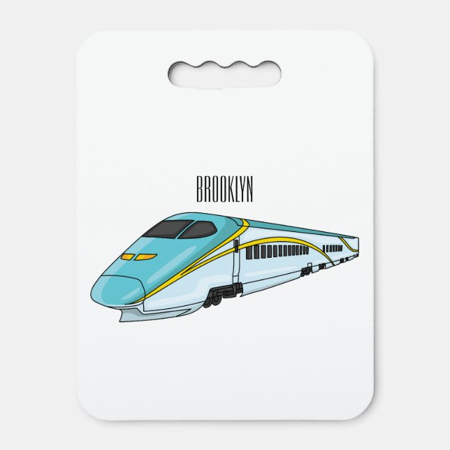 High speed bullet train cartoon illustration seat cushion (Front Vertical)