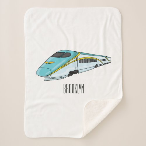 High speed bullet train cartoon illustration sherpa blanket