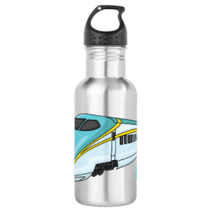 High speed bullet train cartoon illustration stainless steel water bottle