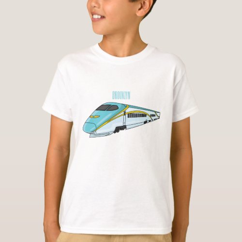 High speed bullet train cartoon illustration T_Shirt