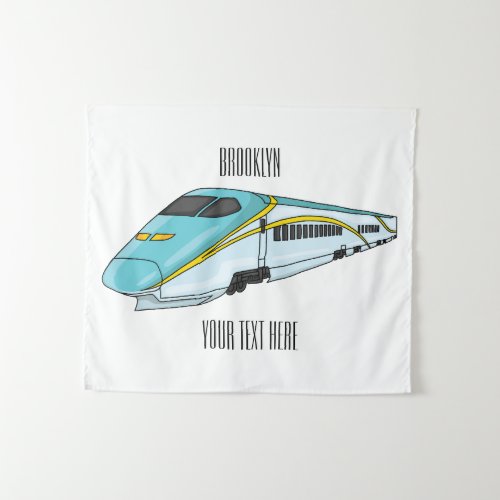 High speed bullet train cartoon illustration tapestry