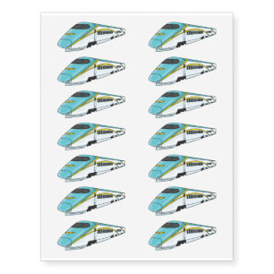 High speed bullet train cartoon illustration temporary tattoos
