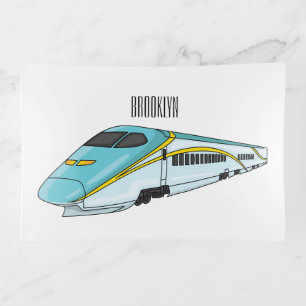 High speed bullet train cartoon illustration trinket tray