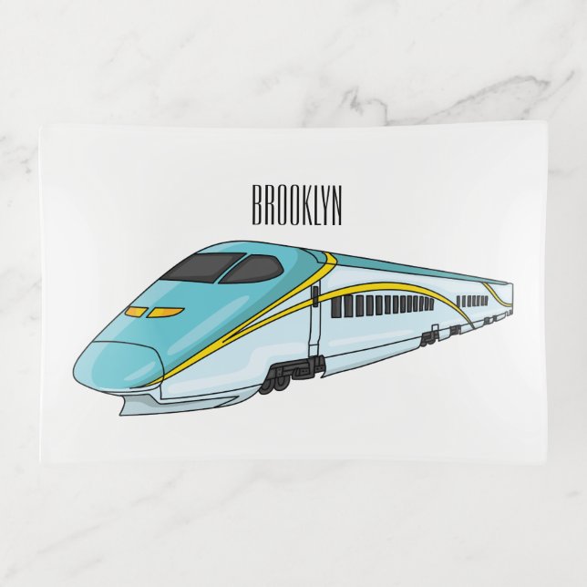 High speed bullet train cartoon illustration trinket tray (Front)