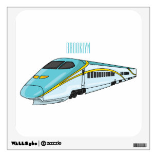 High speed bullet train cartoon illustration wall decal