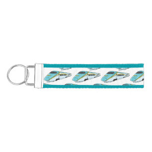 High speed bullet train cartoon illustration wrist keychain
