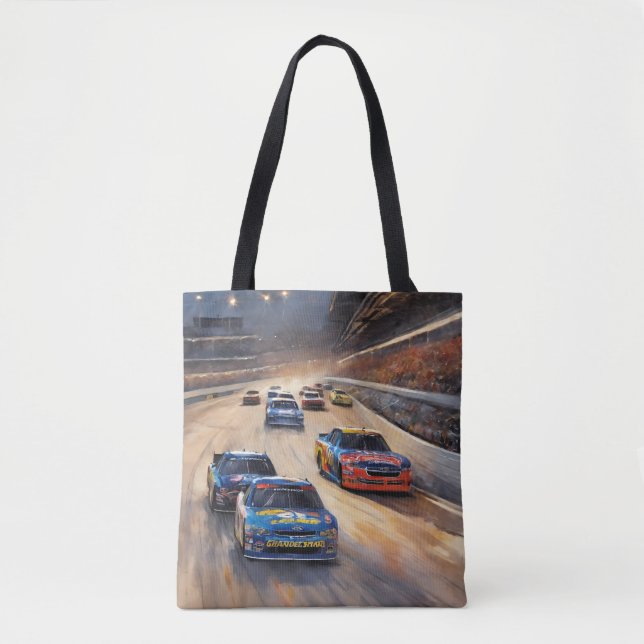 High-Speed Colorful Twilight Racing Scene Tote Bag (Front)