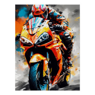 High-Speed Motorcycle Rider - Bold, Dynamic, Vibra Poster