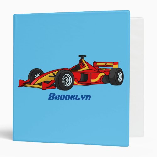 High speed racing cars cartoon illustration 3 ring binder