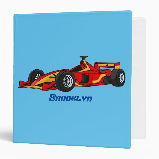 High speed racing cars cartoon illustration 3 ring binder (Front/Inside)