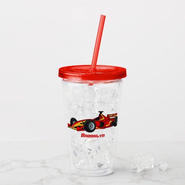 High speed racing cars cartoon illustration acrylic tumbler (Back Ice)