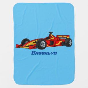 High speed racing cars cartoon illustration baby blanket