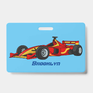 High speed racing cars cartoon illustration badge