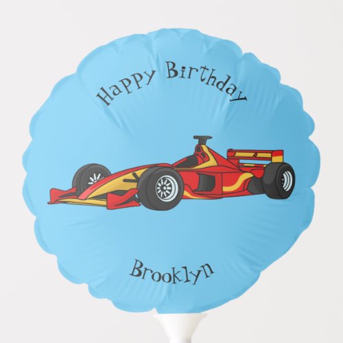 High speed racing cars cartoon illustration balloon