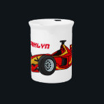 High speed racing cars cartoon illustration beverage pitcher<br><div class="desc">Join the race team with these high speed racers. Drawn in fun cartoon style.</div>