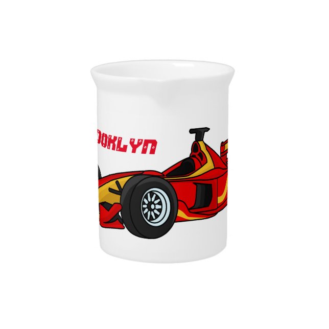 High speed racing cars cartoon illustration  beverage pitcher (Front)