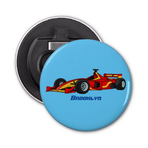 High speed racing cars cartoon illustration bottle opener