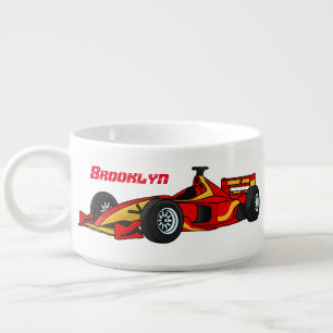 High speed racing cars cartoon illustration bowl
