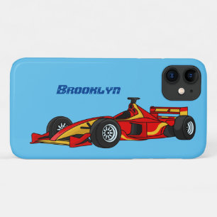 High speed racing cars cartoon illustration iPhone 11 case