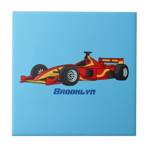 High speed racing cars cartoon illustration ceramic tile