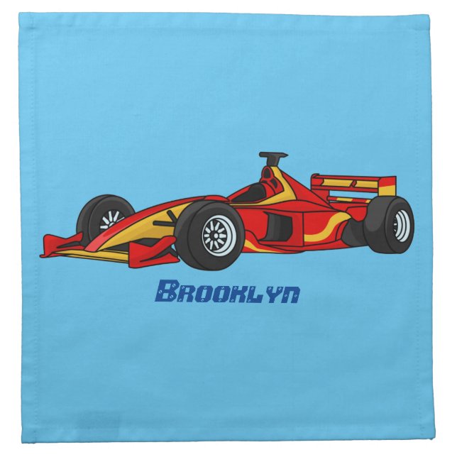 High speed racing cars cartoon illustration cloth napkin (Front)