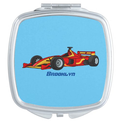 High speed racing cars cartoon illustration compact mirror