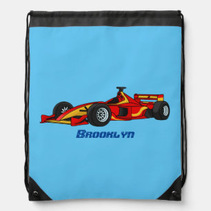 High speed racing cars cartoon illustration drawstring bag
