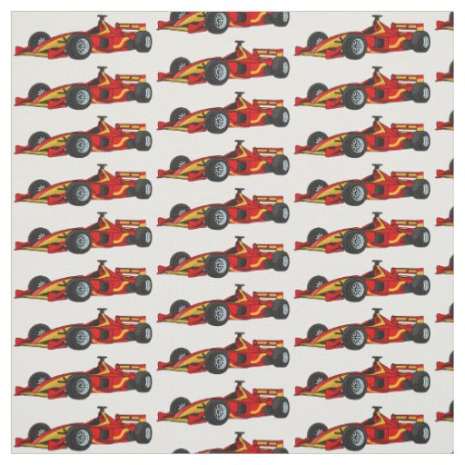 High speed racing cars cartoon illustration fabric