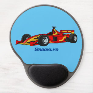 High speed racing cars cartoon illustration gel mouse pad