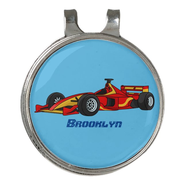 High speed racing cars cartoon illustration golf hat clip (Front)
