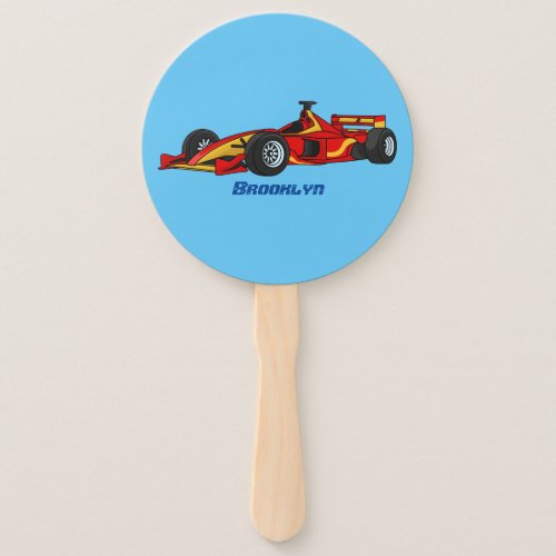 High speed racing cars cartoon illustration hand fan